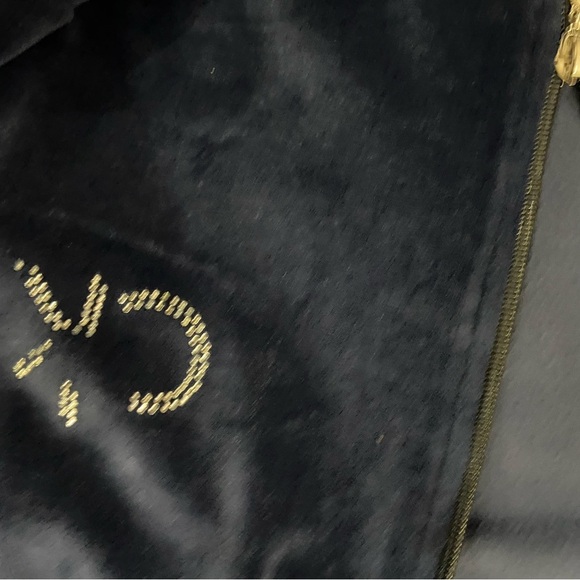 Navy Blue Velour Zip Up Hoodie - Picture 3 of 5